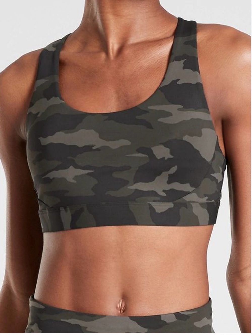 Athleta Olive Camo Scoop Sports Bra PRISTINE CONDITION